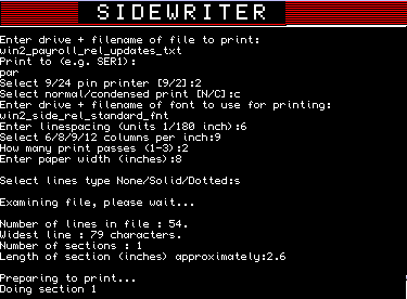 Sideways Printout